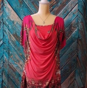 One World Top Paisley and Floral Print Top